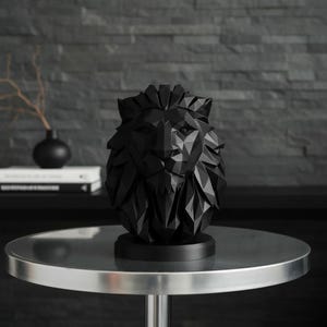 Löwenbüste im Low-Poly-Stil, geometrische Wildtierstatue, moderne Tierdekoration Bild 7