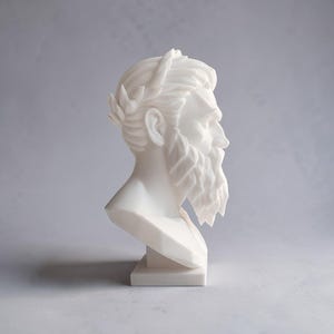 Zeus Bust Sculpture, Modern Classical Mythology Decor, White PLA+ Plastic (Standard Size) image 16