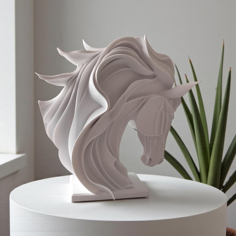 Abstract Horse Sculpture, Modern Equestrian Decor, Geometric Animal Ornament image 2