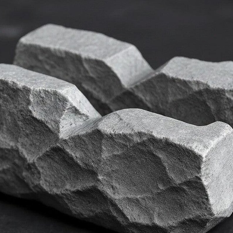 Rock-Style Business Card Holder: Modern Reception Desk Display — close-up detail, 3D printed home decor made in Malta