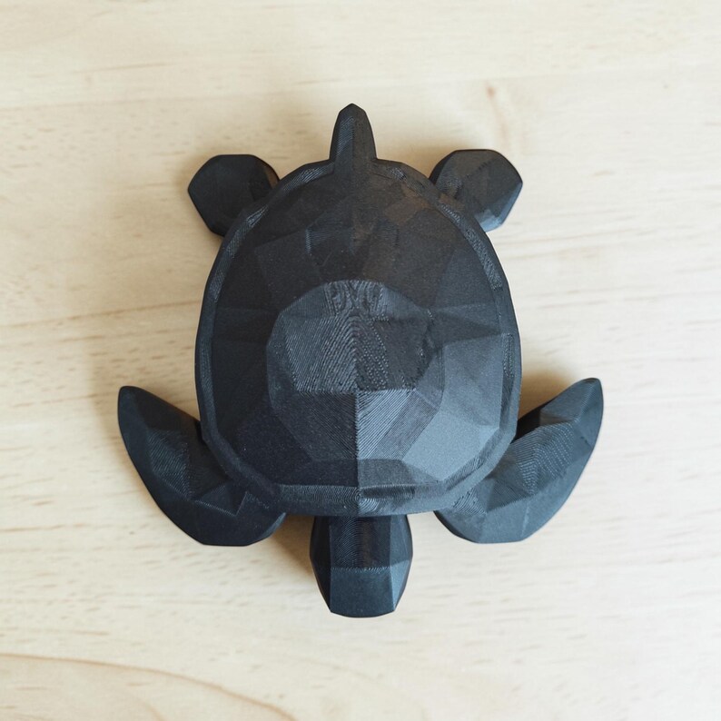 Low Poly Sea Turtle Sculpture, Geometric Ocean Animal Decor, Modern Coastal Shelf Statue image 4