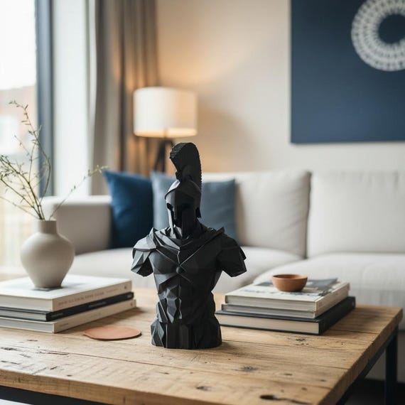 Low Poly Spartan Warrior Bust — handmade HappyLayer homeware