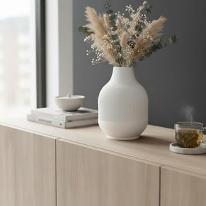 Modern Ribbed Vase, Minimalist Contemporary Home Decor, Decorative Flower Vase image 11