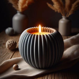 Modern LED Tea Light Holder, Minimalist Table Ornament, Cast-Style Decor image 1