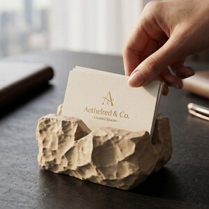 Rock-Style Business Card Holder: Modern Reception Desk Display — view 7, 3D printed home decor made in Malta