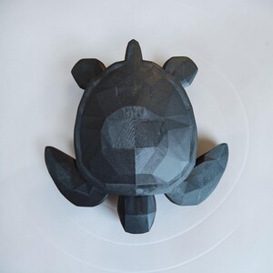 Low Poly Sea Turtle Sculpture, Geometric Ocean Animal Decor, Modern Coastal Shelf Statue image 3