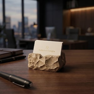 Modern Business Card Holder for Desk, Minimalist Office Organizer, Professional Desk Accessory image 3