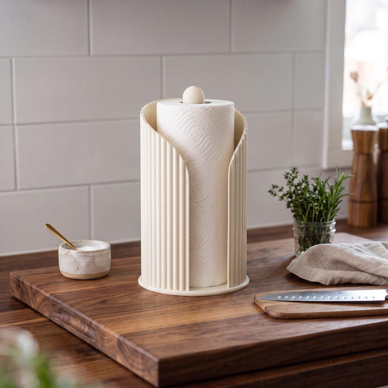 Porte-rouleau de papier essuie-tout côtelé Inca, support de comptoir moderne pour la cuisine, décoration minimaliste image 11