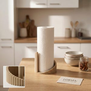 Ribbed Paper Towel Holder, Modern Countertop Kitchen Roll Stand, Freestanding Minimalist Kitchen Decor 画像 9