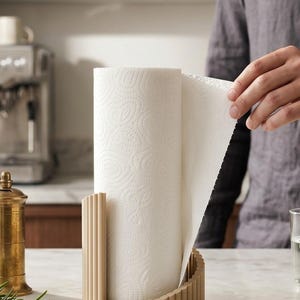 Ribbed Twist Paper Towel Holder: Freestanding Kitchen Roll Stand — side angle, 3D printed home decor made in Malta