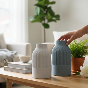 Japandi Two-Tone Minimalist Vase, Scandinavian Japanese Home Decor image 5