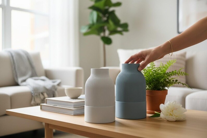 Japandi Two-Tone Minimalist Vase, Scandinavian Japanese Home Decor image 5