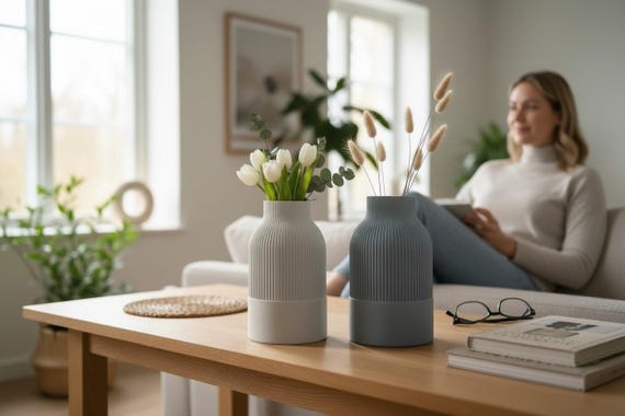 Japandi Two-Tone Minimalist Vase — handmade HappyLayer homeware