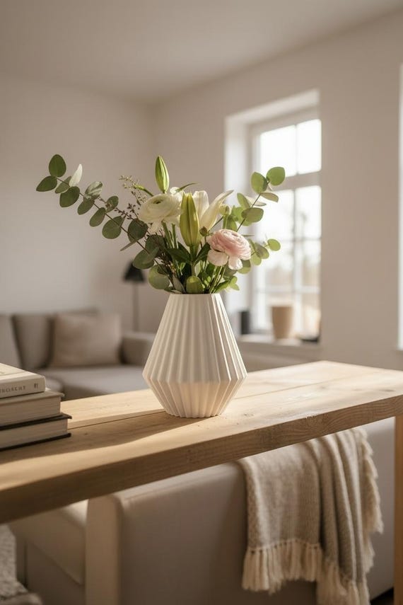 Geometric Ribbed Vase — handmade HappyLayer homeware