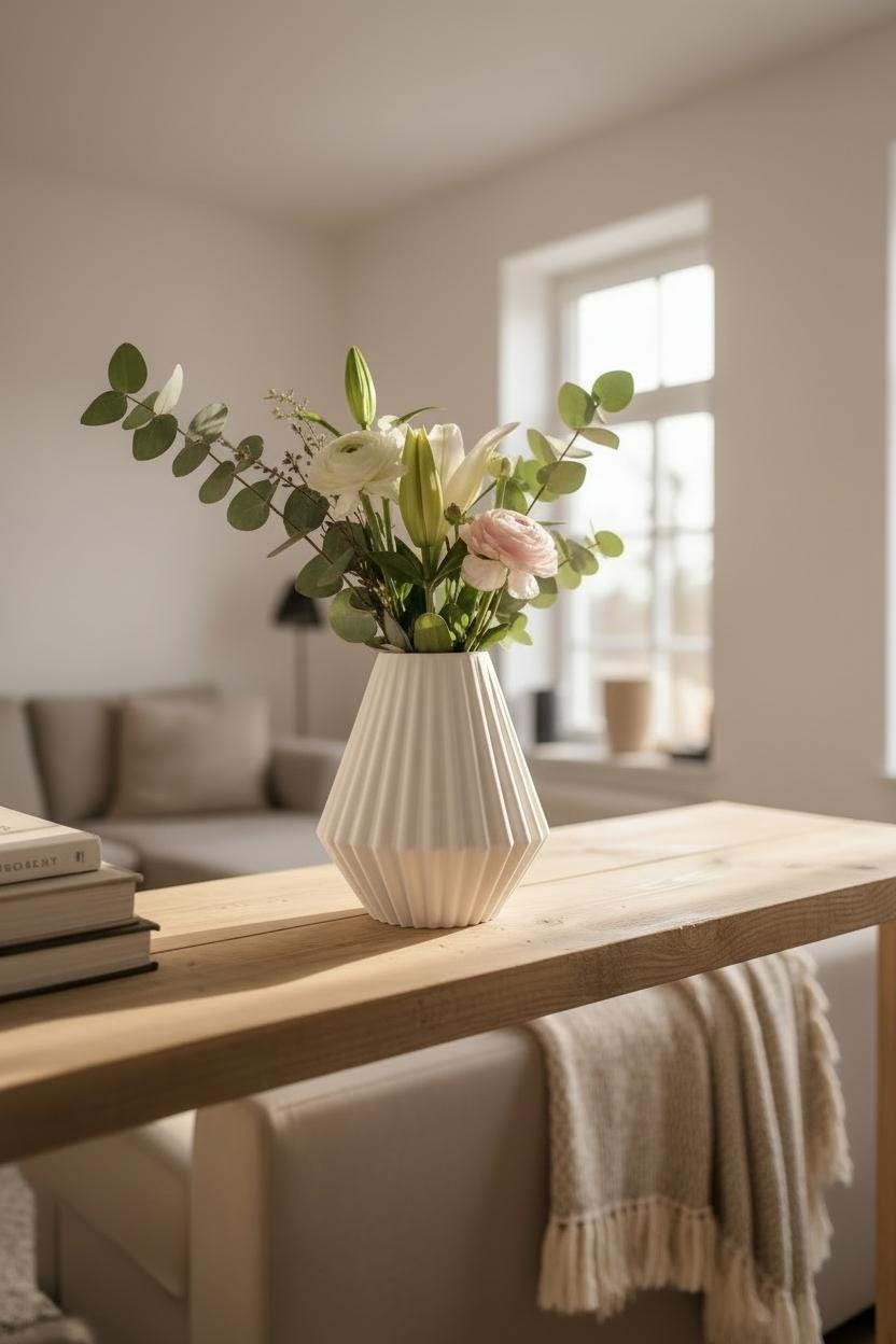 Geometric Ribbed Vase