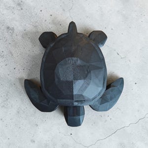 Low Poly Sea Turtle Sculpture, Geometric Ocean Animal Decor, Modern Coastal Shelf Statue image 5