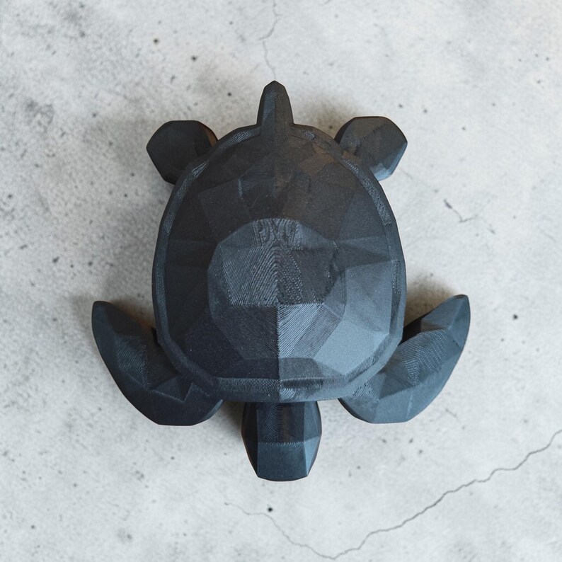 Low Poly Sea Turtle Sculpture, Geometric Ocean Animal Decor, Modern Coastal Shelf Statue image 5