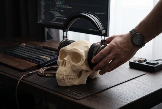 Low Poly Monkey Skull Headphone Stand — handmade HappyLayer homeware