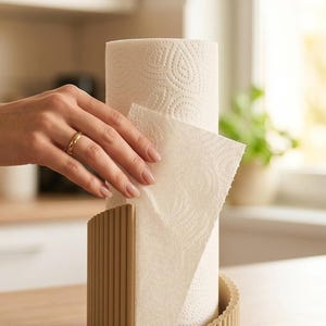 Ribbed Twist Paper Towel Holder: Freestanding Kitchen Roll Stand — main view, 3D printed home decor made in Malta
