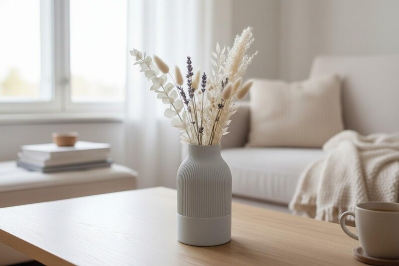 Japandi Two-Tone Minimalist Vase, Scandinavian Japanese Home Decor image 9