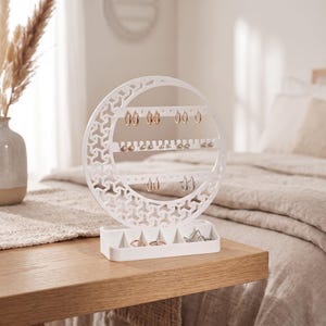 Organisateur de bijoux en forme de croissant de lune, décoration de coiffeuse céleste, support en PLA+ image 12
