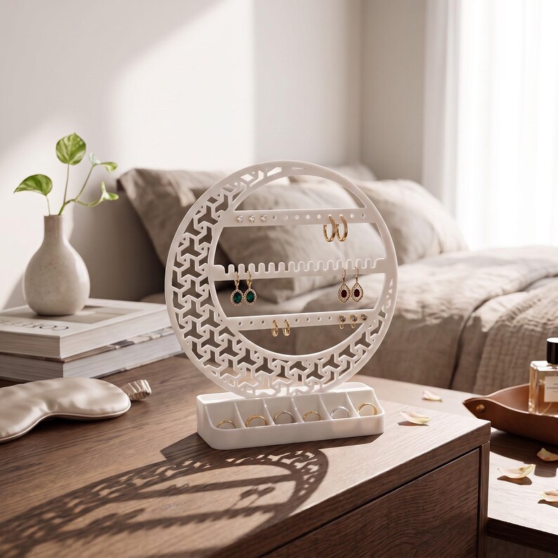 Organisateur de bijoux en forme de croissant de lune, décoration de coiffeuse céleste, support en PLA+ image 10