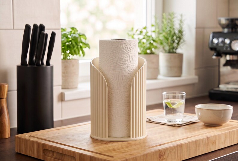 Porte-rouleau de papier essuie-tout côtelé Inca, support de comptoir moderne pour la cuisine, décoration minimaliste image 5