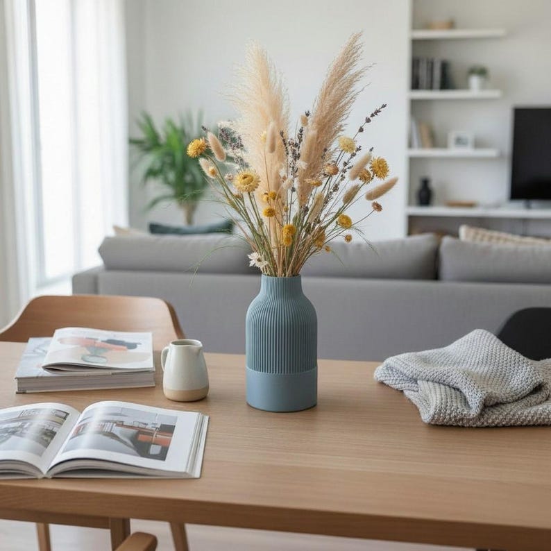 Japandi Two-Tone Minimalist Vase, Scandinavian Japanese Home Decor image 12