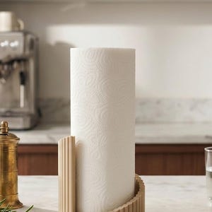 Ribbed Twist Paper Towel Holder: Freestanding Kitchen Roll Stand — lifestyle view, 3D printed home decor made in Malta