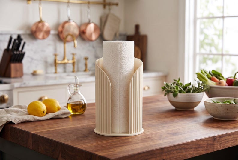 Porte-rouleau de papier essuie-tout côtelé Inca, support de comptoir moderne pour la cuisine, décoration minimaliste image 2
