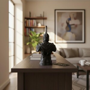 Low Poly Spartan Warrior Bust – Geometric Greek Helmet Statue, Masculine Office Decor image 16