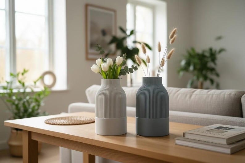 Japandi Two-Tone Minimalist Vase, Scandinavian Japanese Home Decor image 17