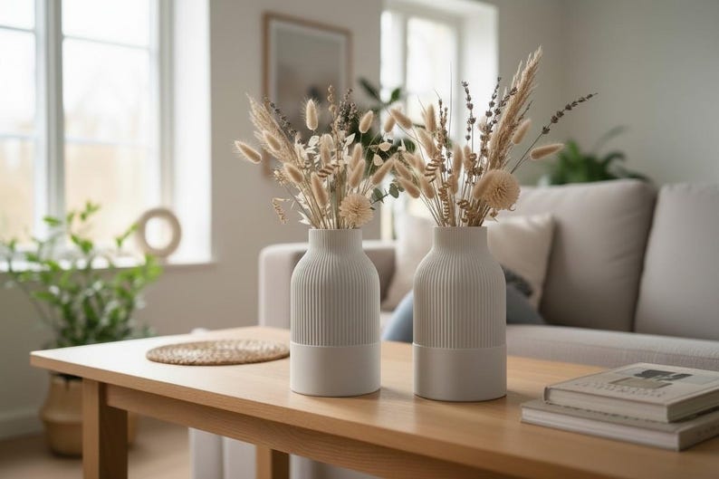 Japandi Two-Tone Minimalist Vase, Scandinavian Japanese Home Decor image 3
