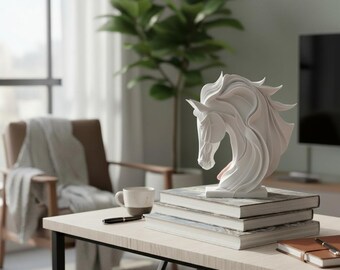 Abstract Horse Sculpture, Modern Equestrian Decor, Geometric Animal Ornament