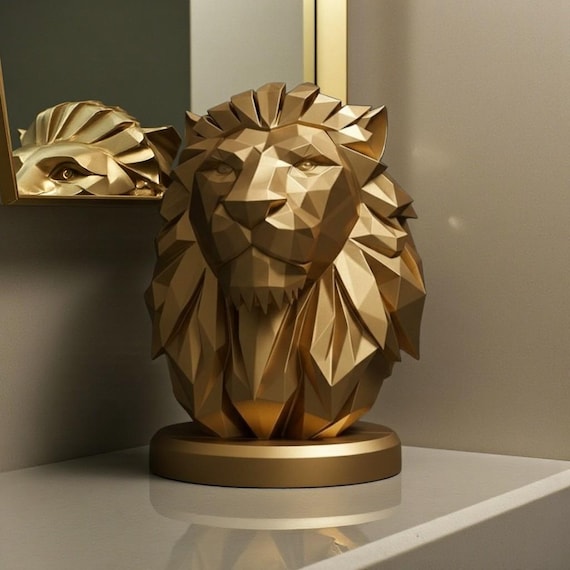 Low Poly Lion Bust Sculpture — handmade HappyLayer homeware