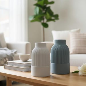 Japandi Two-Tone Minimalist Vase, Scandinavian Japanese Home Decor image 4