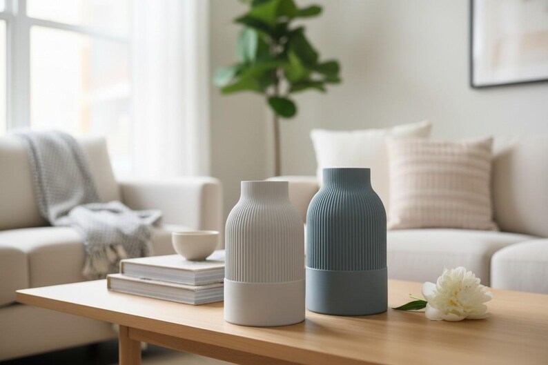 Japandi Two-Tone Minimalist Vase, Scandinavian Japanese Home Decor image 4