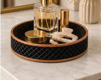 3D Printed Honeycomb Tray, Black & Copper Geometric Organizer, Modern Desk Catchall