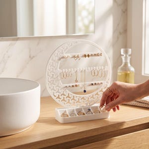 Organisateur de bijoux en forme de croissant de lune, décoration de coiffeuse céleste, support en PLA+ image 3