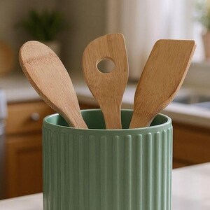 Ribbed Utensil Holder Crock: Modern Kitchen Counter Organizer — view 8, 3D printed home decor made in Malta