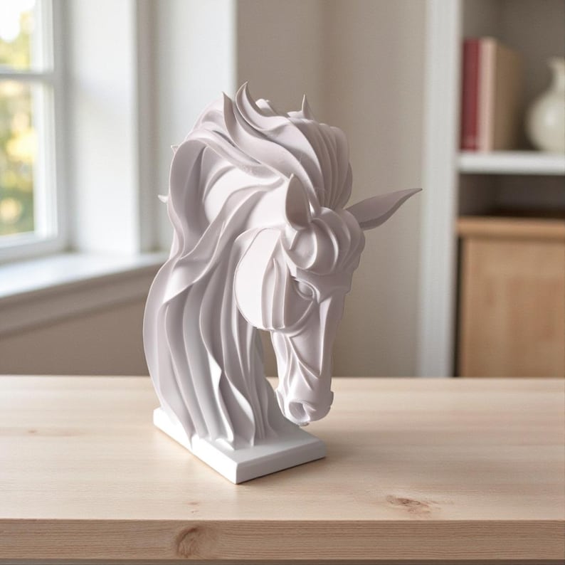 Abstract Horse Sculpture, Modern Equestrian Decor, Geometric Animal Ornament image 4