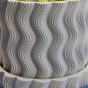 Wavy Ribbed 3D Printed Planter with Saucer, Japandi Scandi Decor (PLA)