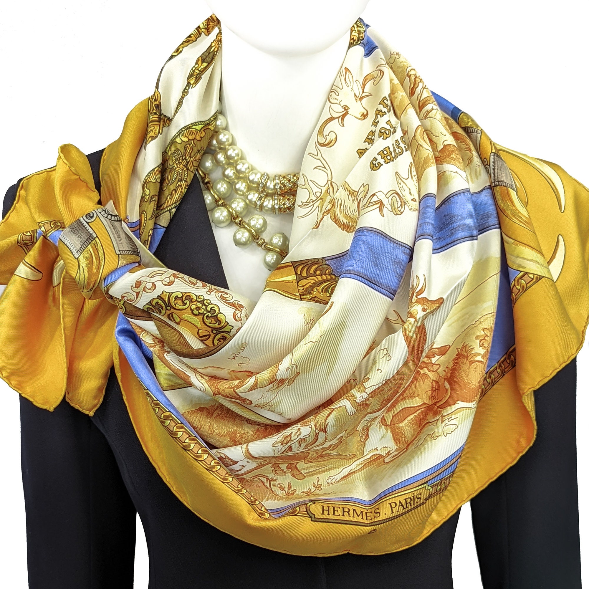 Geboorte geven Berg kleding op Eerlijkheid Armes de Chasse Hermes Sjaal van Philippe Ledoux 90 cm Silk - Etsy Nederland