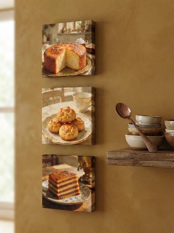 Goan Kitchen Wall Art: Vintage Bebinca, Batica, Bolinhas Oil Paintings (Digital Bundle)