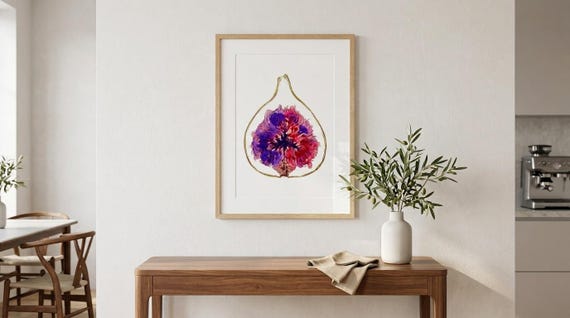 Vintage Fig Botanical Print Kitchen Wall Decor Watercolor Fruit Artwork Digital Download