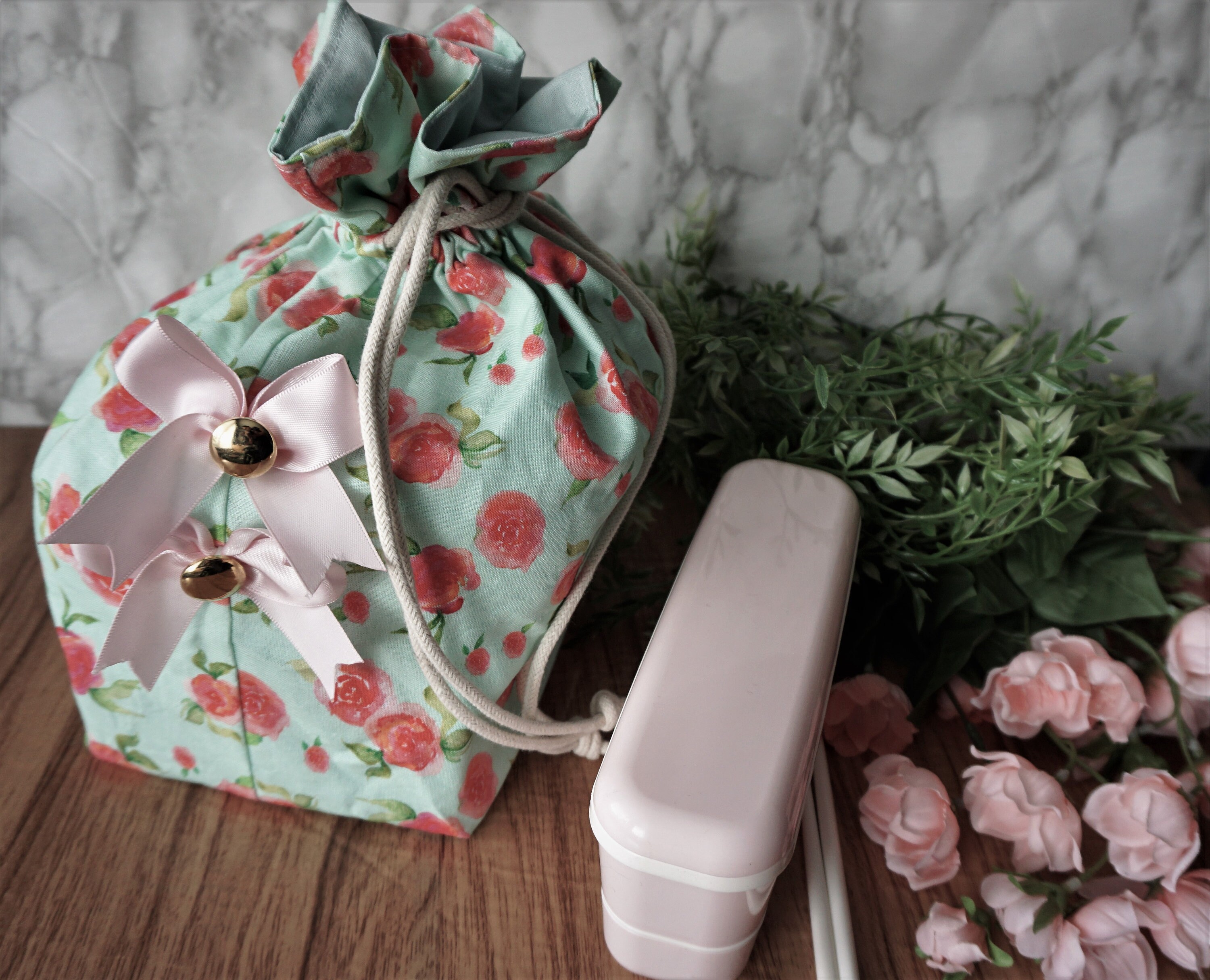 Pretty Heroes Lunch Bag - Roses Girly Draw String Lunch Bag - Japanese styled - Sailor moon