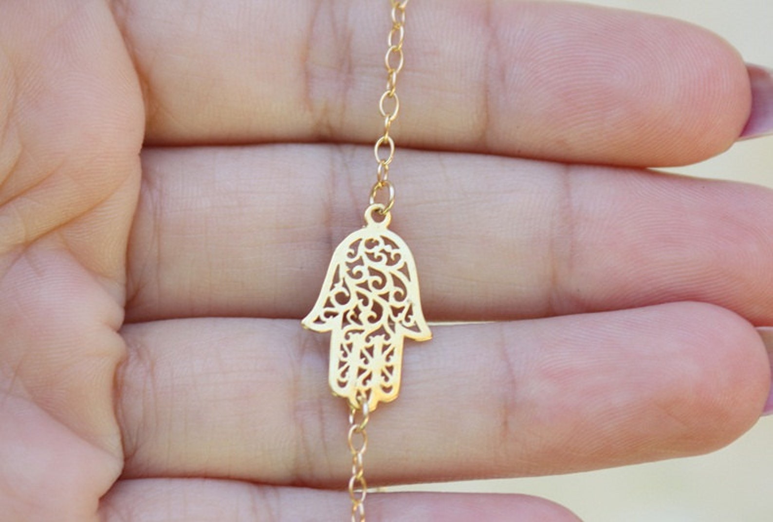 Hamsa Hand Bracelet 14k gold filled Sideways Hamsa Bracelet Etsy