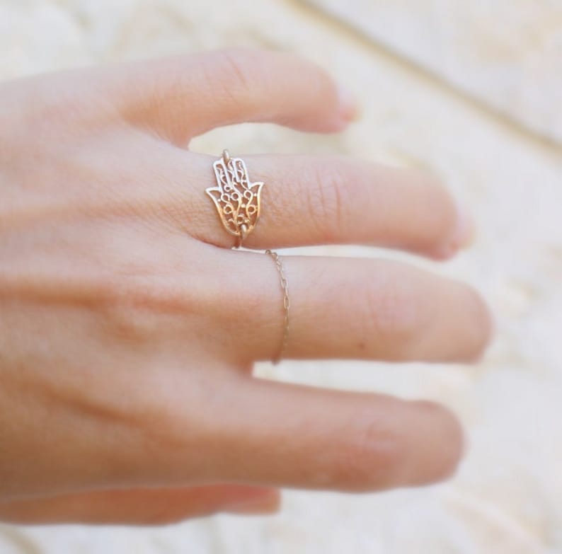 Gold Hamsa Ring 14k gold filled filigree hamsa ring gold Etsy