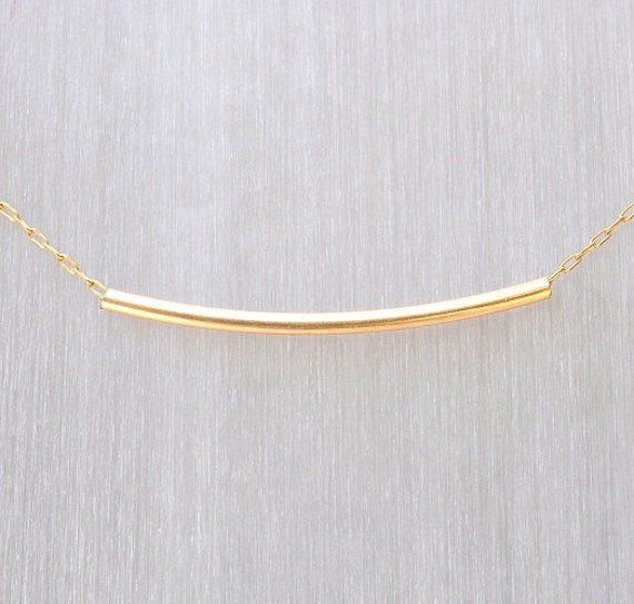 Gold Necklace gold tube necklace delicate gold necklace Etsy