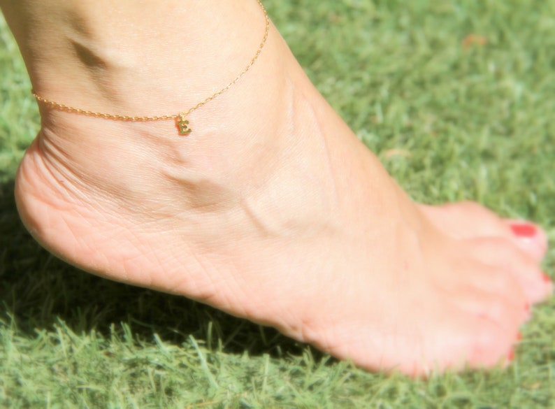 Initial Anklet Gold Initial Letter Anklet Personalized Etsy